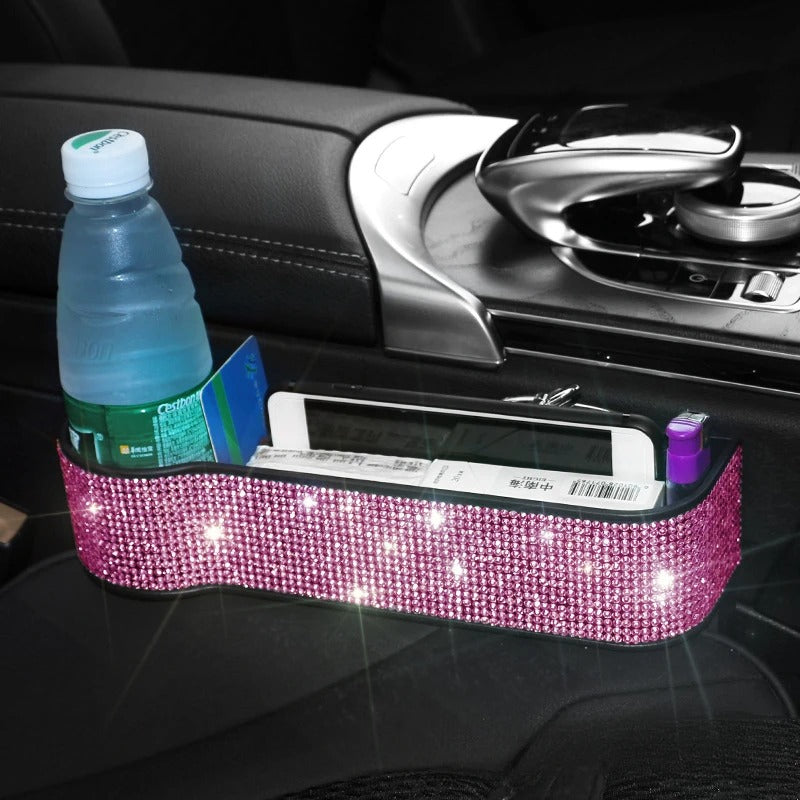 Luxury Diamond Car Seat Gap Organizer with Charger & Cup Holder