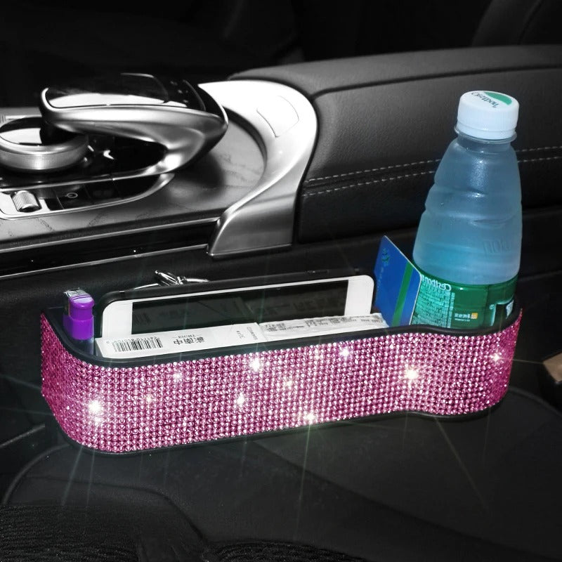 Luxury Diamond Car Seat Gap Organizer with Charger & Cup Holder