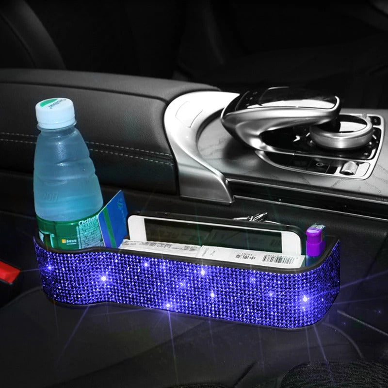 Luxury Diamond Car Seat Gap Organizer with Charger & Cup Holder