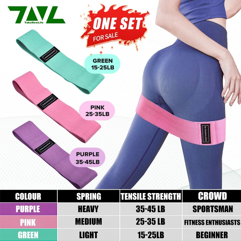 Women's Resistance Bands Stretch Bands for Fitness Yoga Squats and Butt Exercises Includes Three Resistance Levels