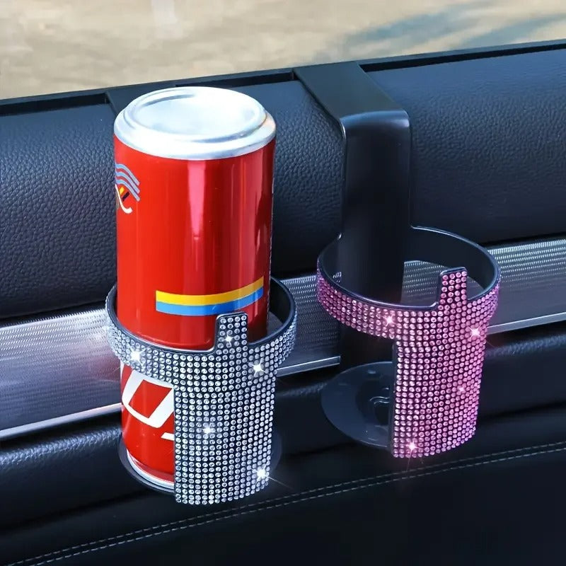 Diamond Crystal Car Cup Holder – Universal Door & Window Mount Bottle Stand