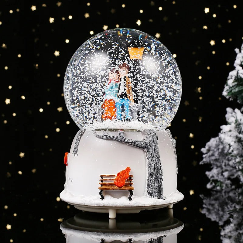 Romantic Sky City LED Snow Globe – Automatic Music Box Decoration