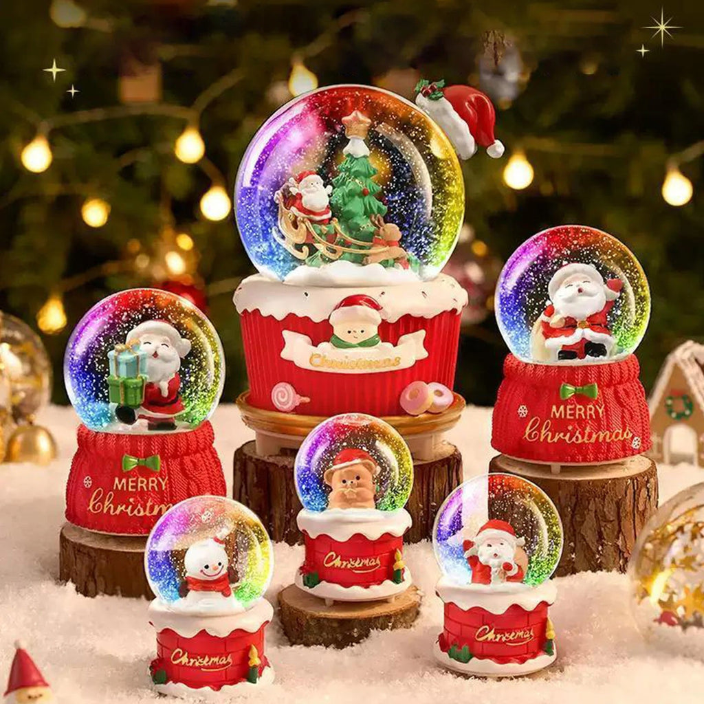 Christmas Snow Globe – 7-Color LED Musical Santa Decor