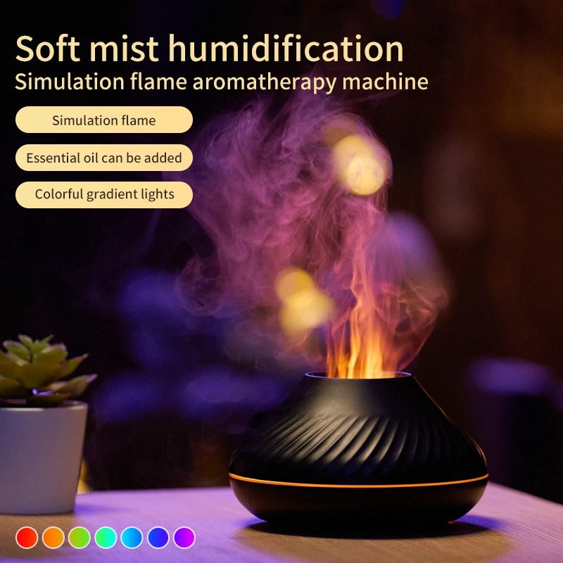 Essential Oil Volcano Diffusers Aroma Led Flame Aromatherapy Diffuser & Mist Humidifier Noiseless Operation Auto-Off Protection