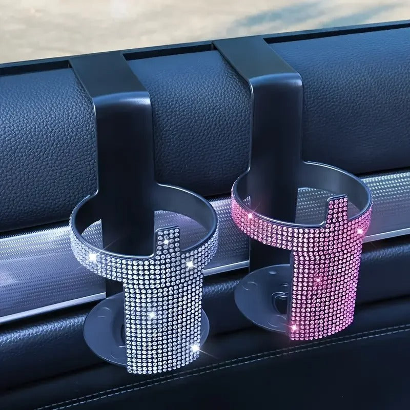 Diamond Crystal Car Cup Holder – Universal Door & Window Mount Bottle Stand