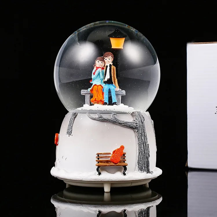 Romantic Sky City LED Snow Globe – Automatic Music Box Decoration