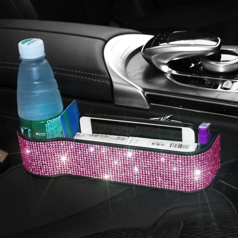 Luxury Diamond Car Seat Gap Organizer with Charger & Cup Holder