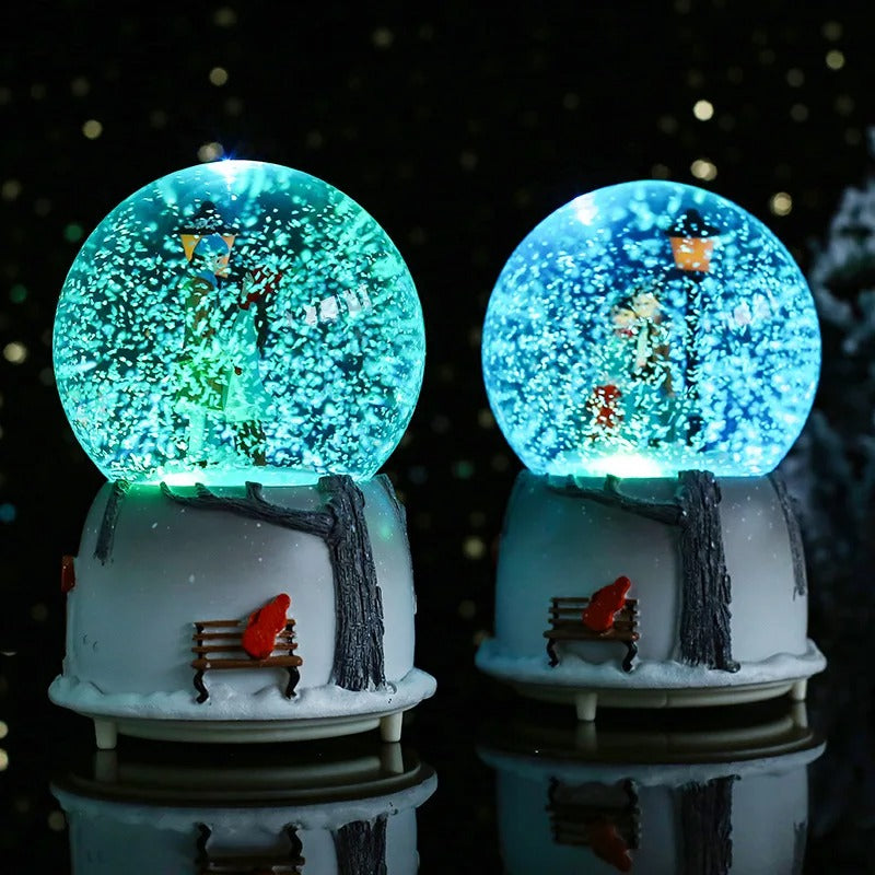 Romantic Sky City LED Snow Globe – Automatic Music Box Decoration