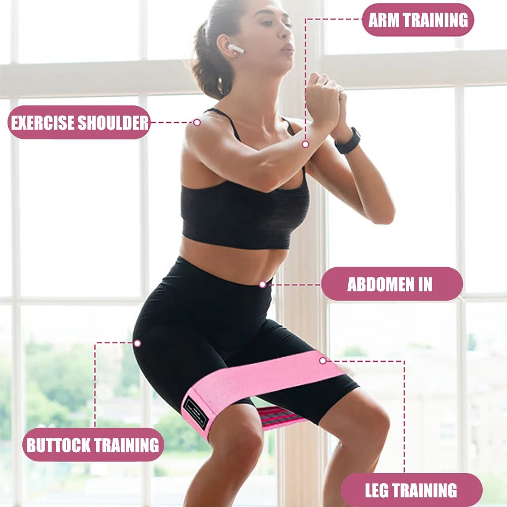 Women's Resistance Bands Stretch Bands for Fitness Yoga Squats and Butt Exercises Includes Three Resistance Levels