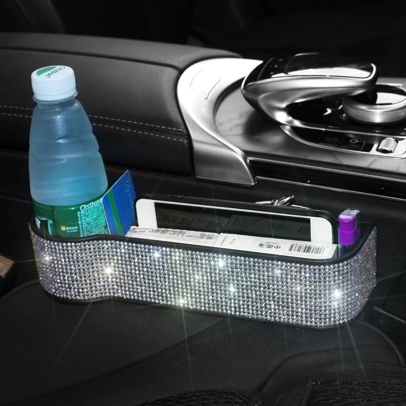 Luxury Diamond Car Seat Gap Organizer with Charger & Cup Holder