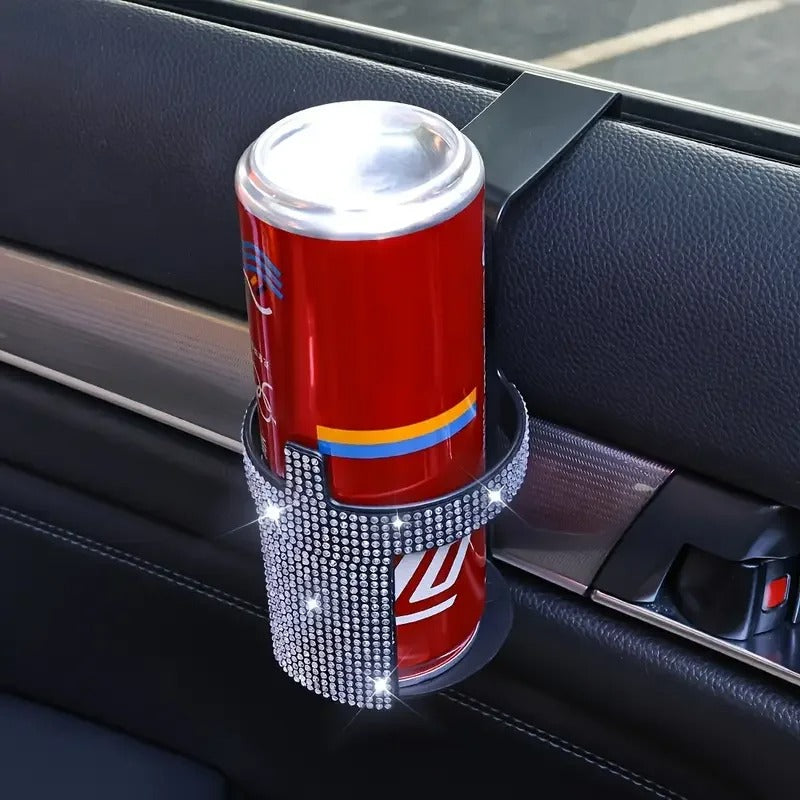 Diamond Crystal Car Cup Holder – Universal Door & Window Mount Bottle Stand