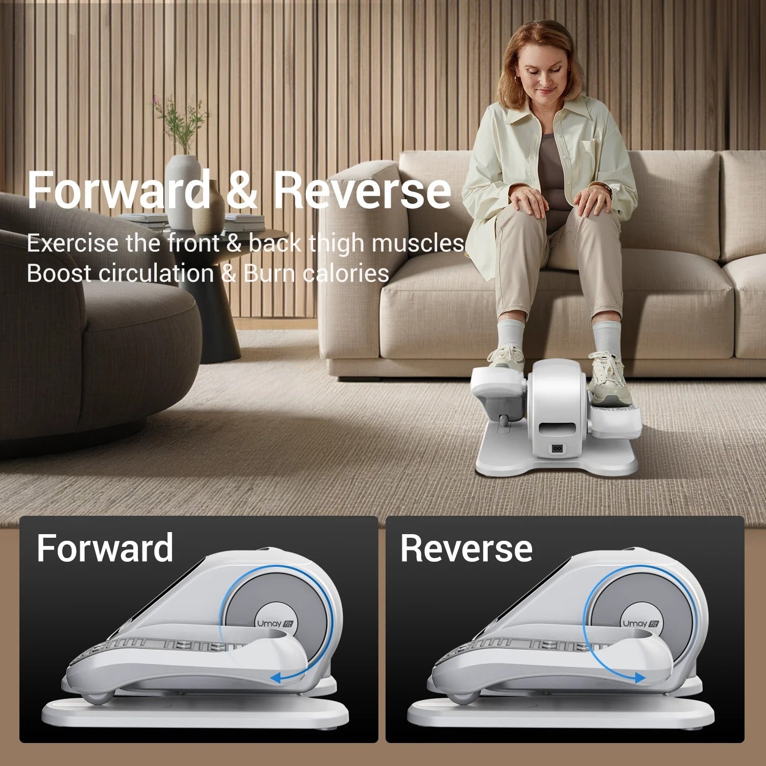 Quiet Portable Under Desk Elliptical for Seniors, Electric Seated Leg Exerciser with Remote – Compact Training Machine