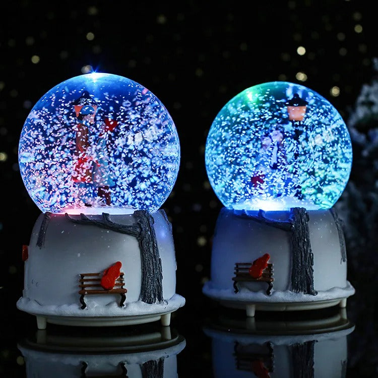 Romantic Sky City LED Snow Globe – Automatic Music Box Decoration