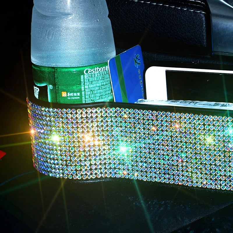 Luxury Diamond Car Seat Gap Organizer with Charger & Cup Holder