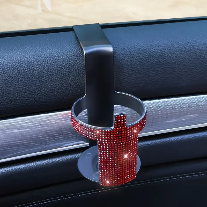 Diamond Crystal Car Cup Holder – Universal Door & Window Mount Bottle Stand