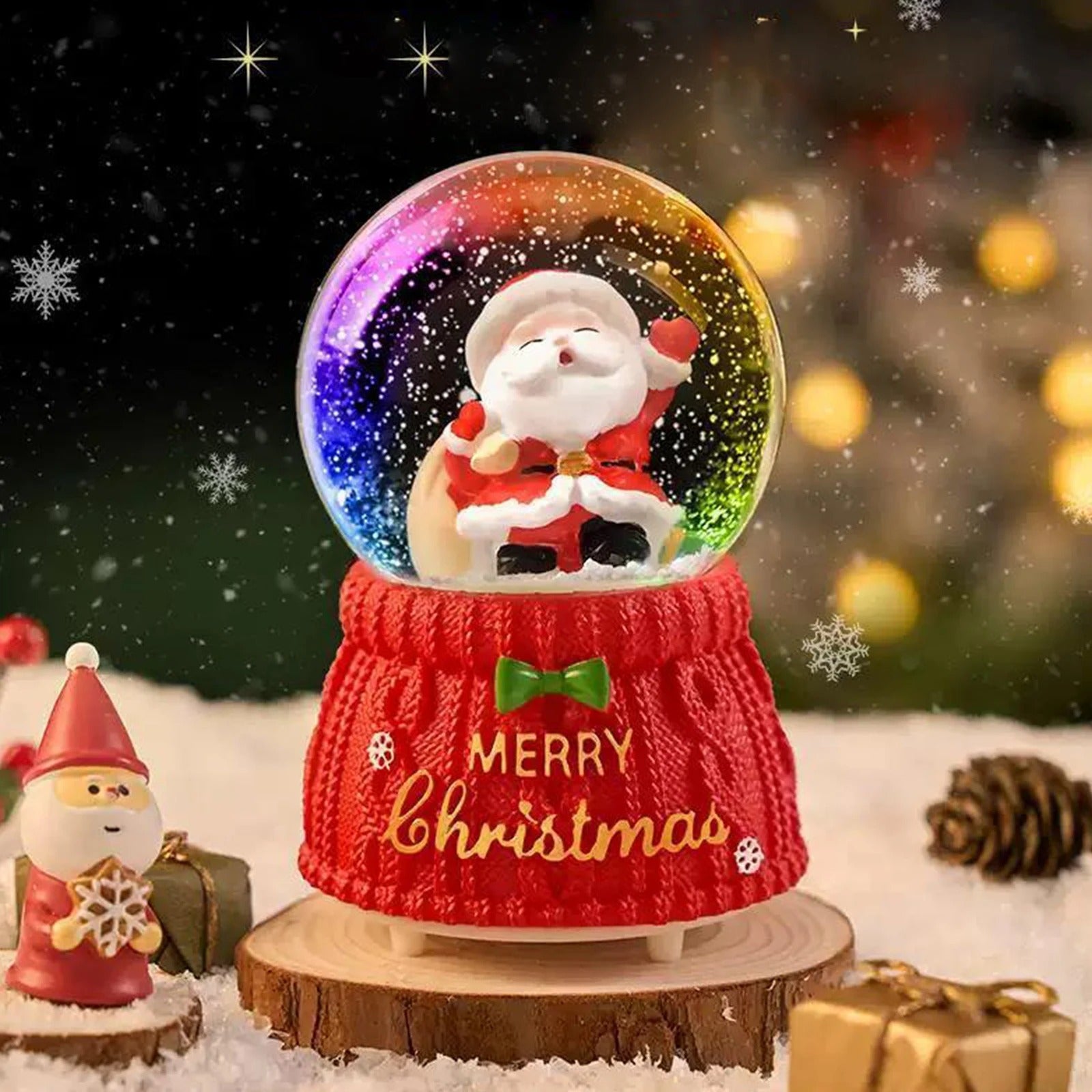 Christmas Snow Globe – 7-Color LED Musical Santa Decor