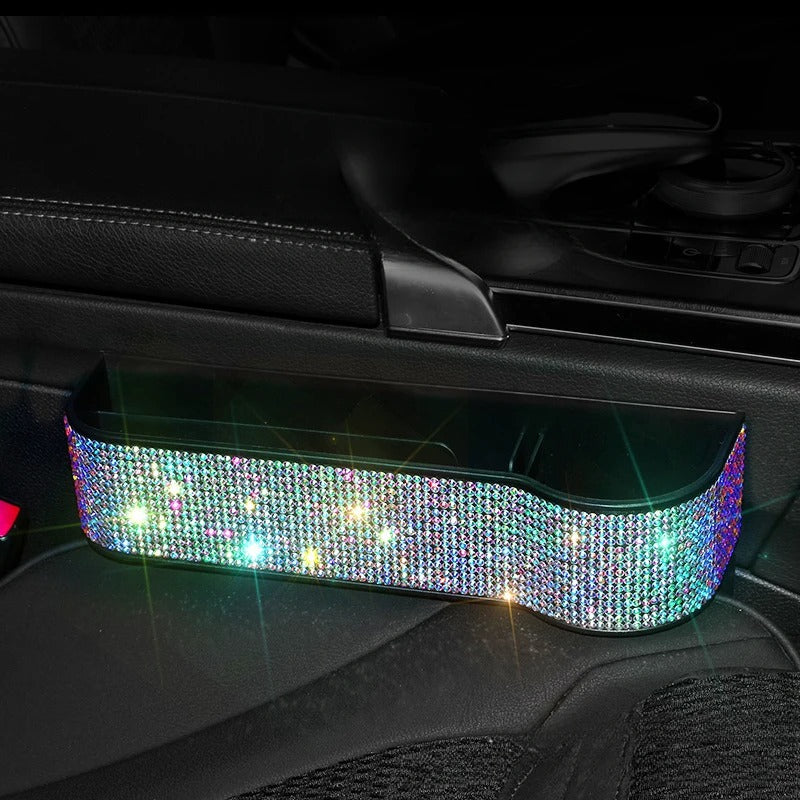 Luxury Diamond Car Seat Gap Organizer with Charger & Cup Holder
