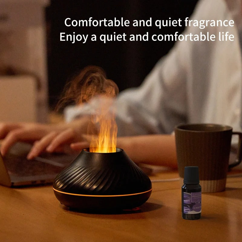 Essential Oil Volcano Diffusers Aroma Led Flame Aromatherapy Diffuser & Mist Humidifier Noiseless Operation Auto-Off Protection