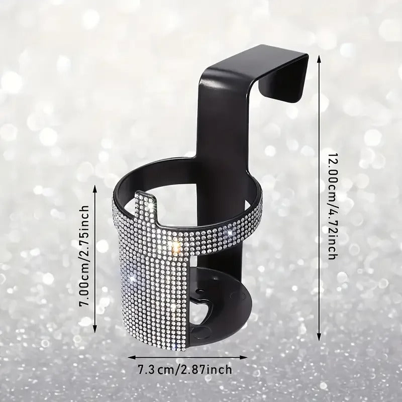 Diamond Crystal Car Cup Holder – Universal Door & Window Mount Bottle Stand