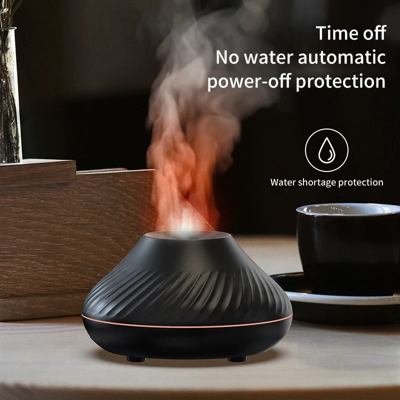 Essential Oil Volcano Diffusers Aroma Led Flame Aromatherapy Diffuser & Mist Humidifier Noiseless Operation Auto-Off Protection