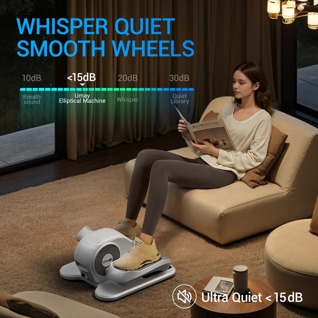 Quiet Portable Under Desk Elliptical for Seniors, Electric Seated Leg Exerciser with Remote – Compact Training Machine
