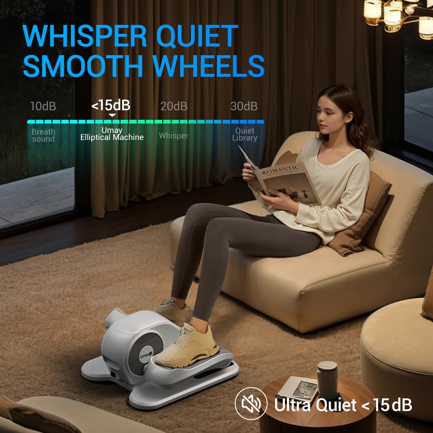 Quiet Portable Under Desk Elliptical for Seniors, Electric Seated Leg Exerciser with Remote – Compact Training Machine