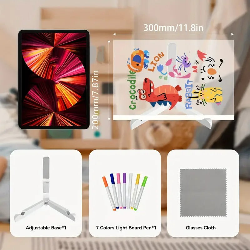 LED Note Board Night Light With Colorful 7 Pens DIY Acrylic Message Board Erasable Painting Drawing Board For Kids Birthday Gift