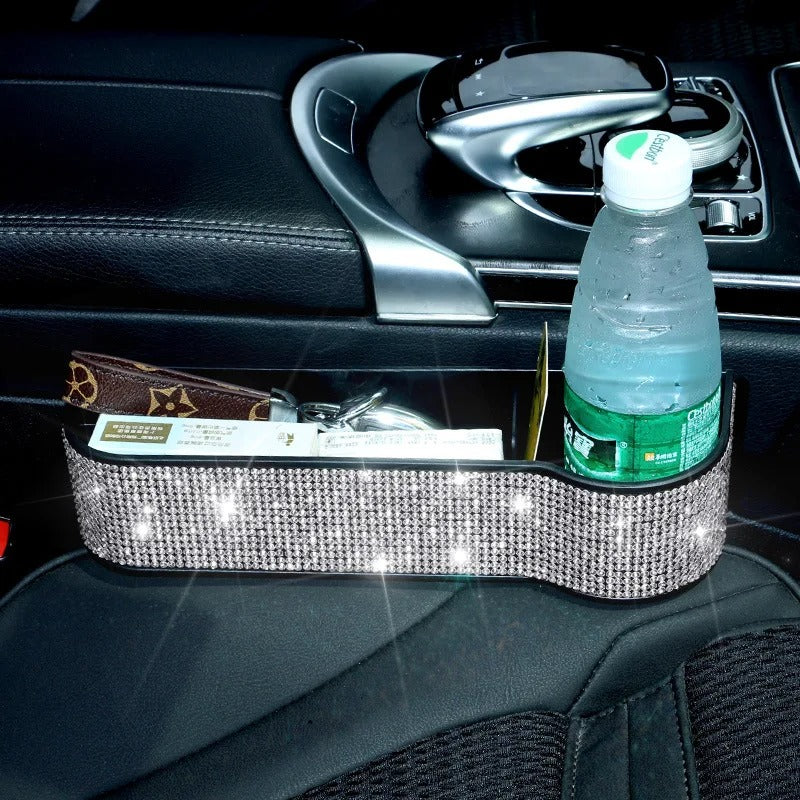 Luxury Diamond Car Seat Gap Organizer with Charger & Cup Holder