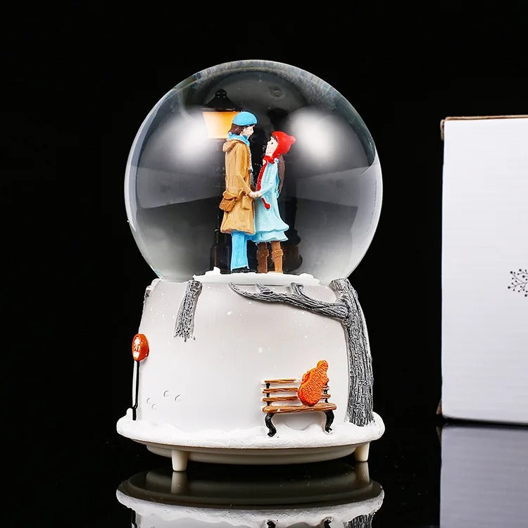 Romantic Sky City LED Snow Globe – Automatic Music Box Decoration